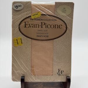 Evan-Picone The Fashion Collection Coral Swiss Dot Pantyhose Sandal Foot Long